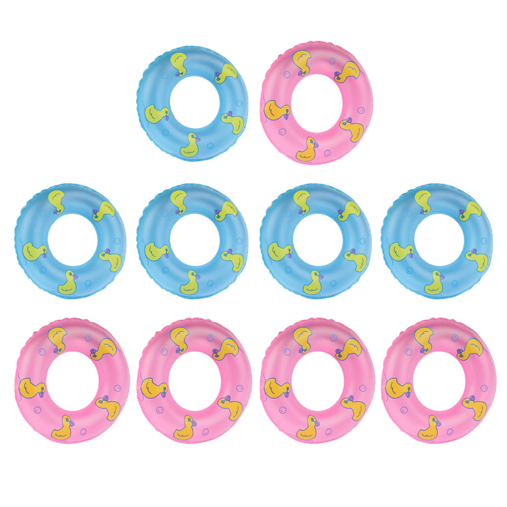 Pool Float Ring Inflatable - 10Pcs Kids Swimming Ring Set Plastic