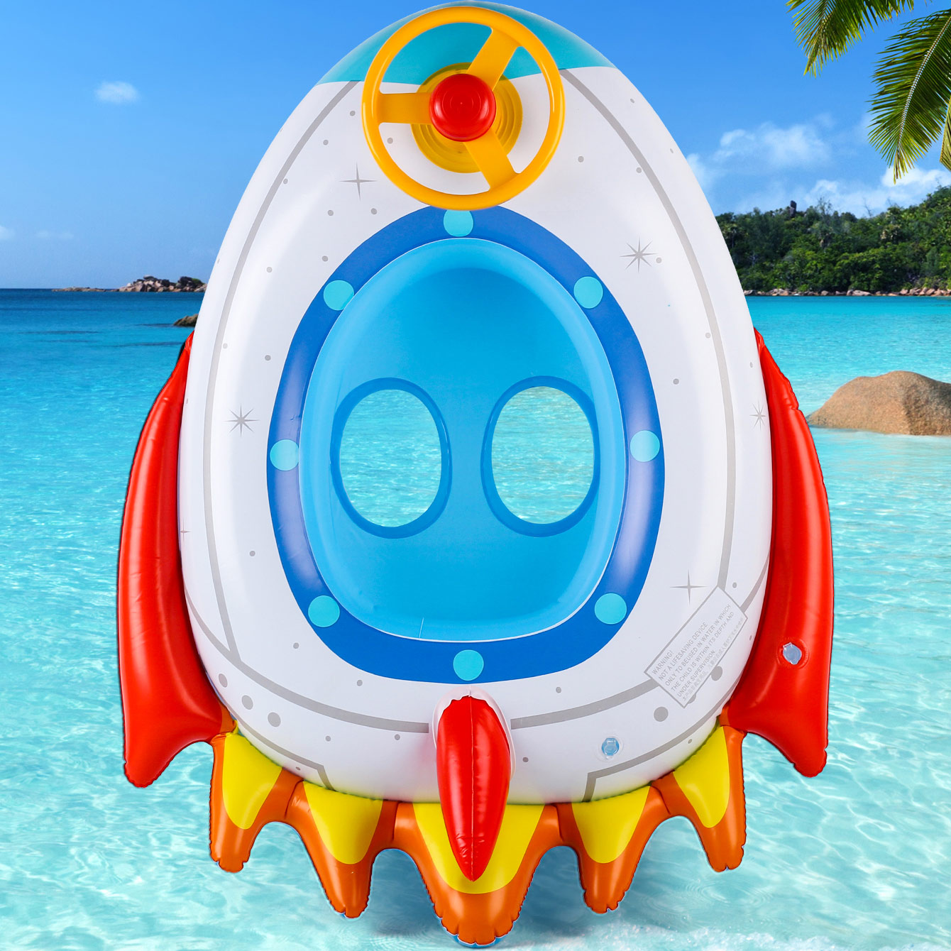 1PC Rocket-shaped Thickened In - Pool Float Ring Inflatable 评论和价格