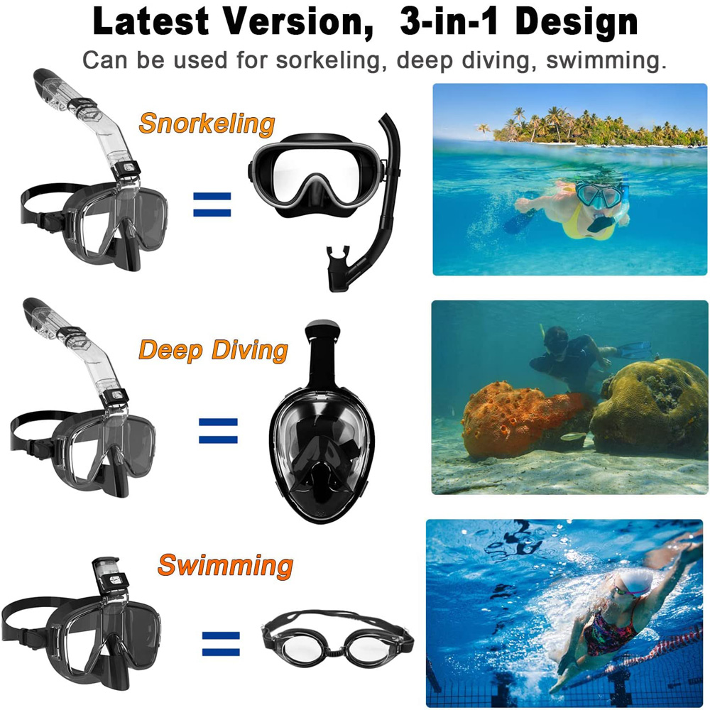 Diving Masks Foldable Anti-Fog - Snorkel Mask Full Face 评论和价格