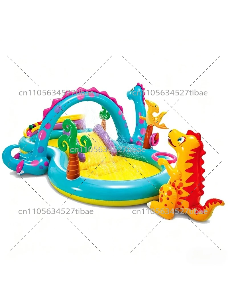 Inflatable Rainbow Kids Pool w - Water Slide Inflatable 评论和价格