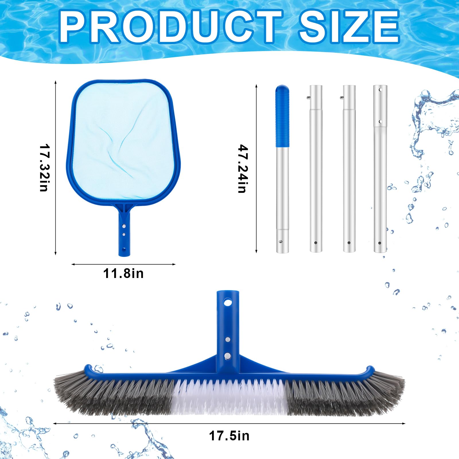 3 Pcs Pool Cleaning Kit with H - Pool Skimmer Net 评论和价格