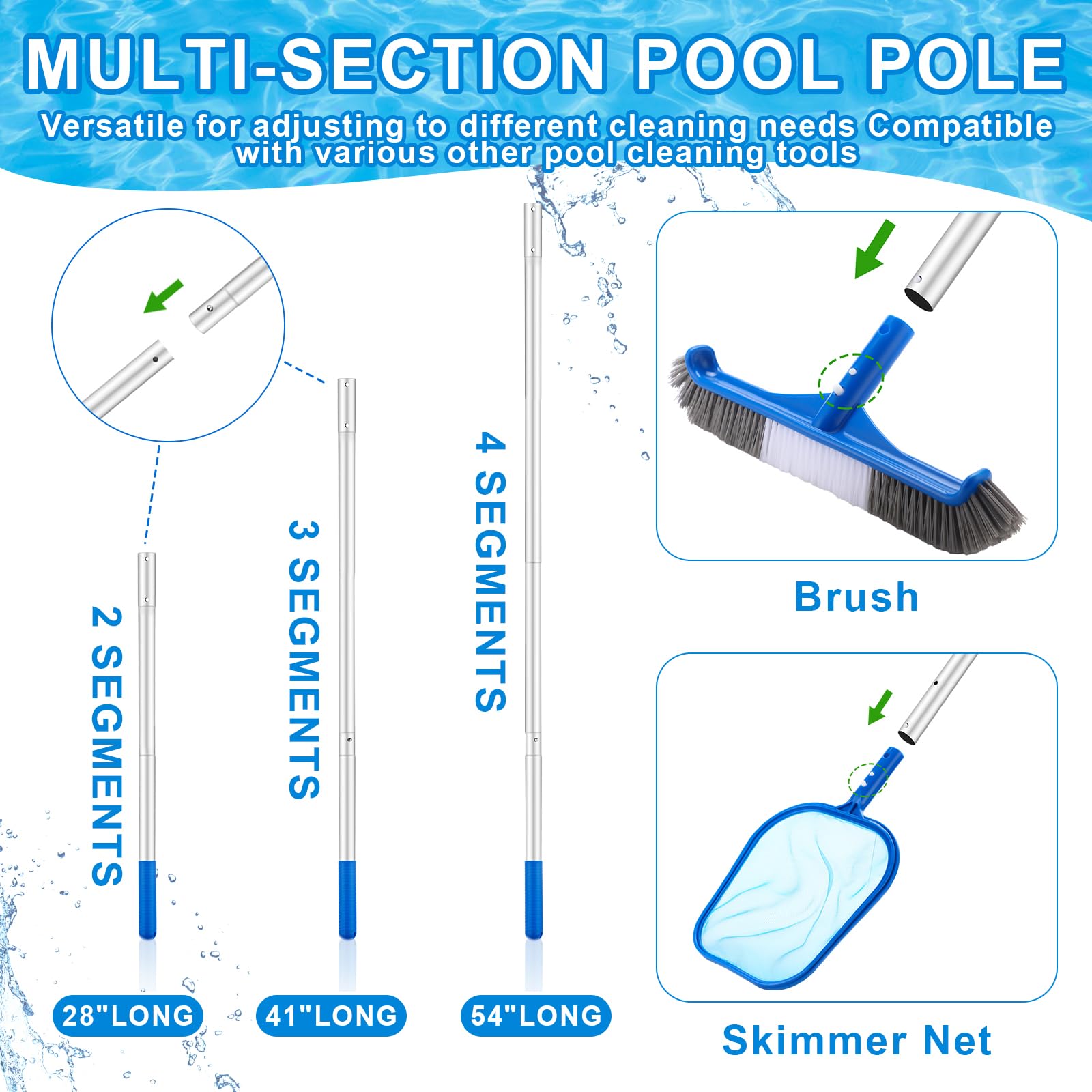 3 Pcs Pool Cleaning Kit with H - Pool Skimmer Net 评论和价格