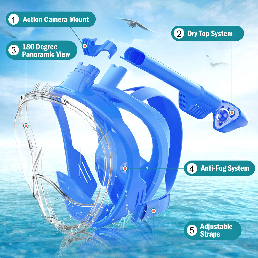 Kids Full Face Snorkel Mask Di - Snorkel Mask Full Face 评论和价格