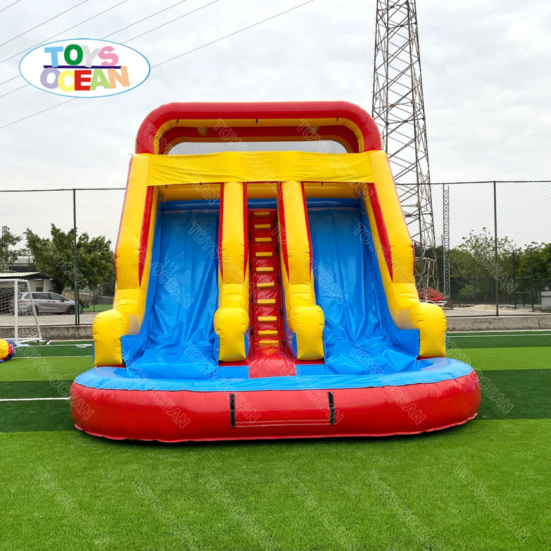 Red Yellow Blue Triple Lane In - Water Slide Inflatable 评论和价格