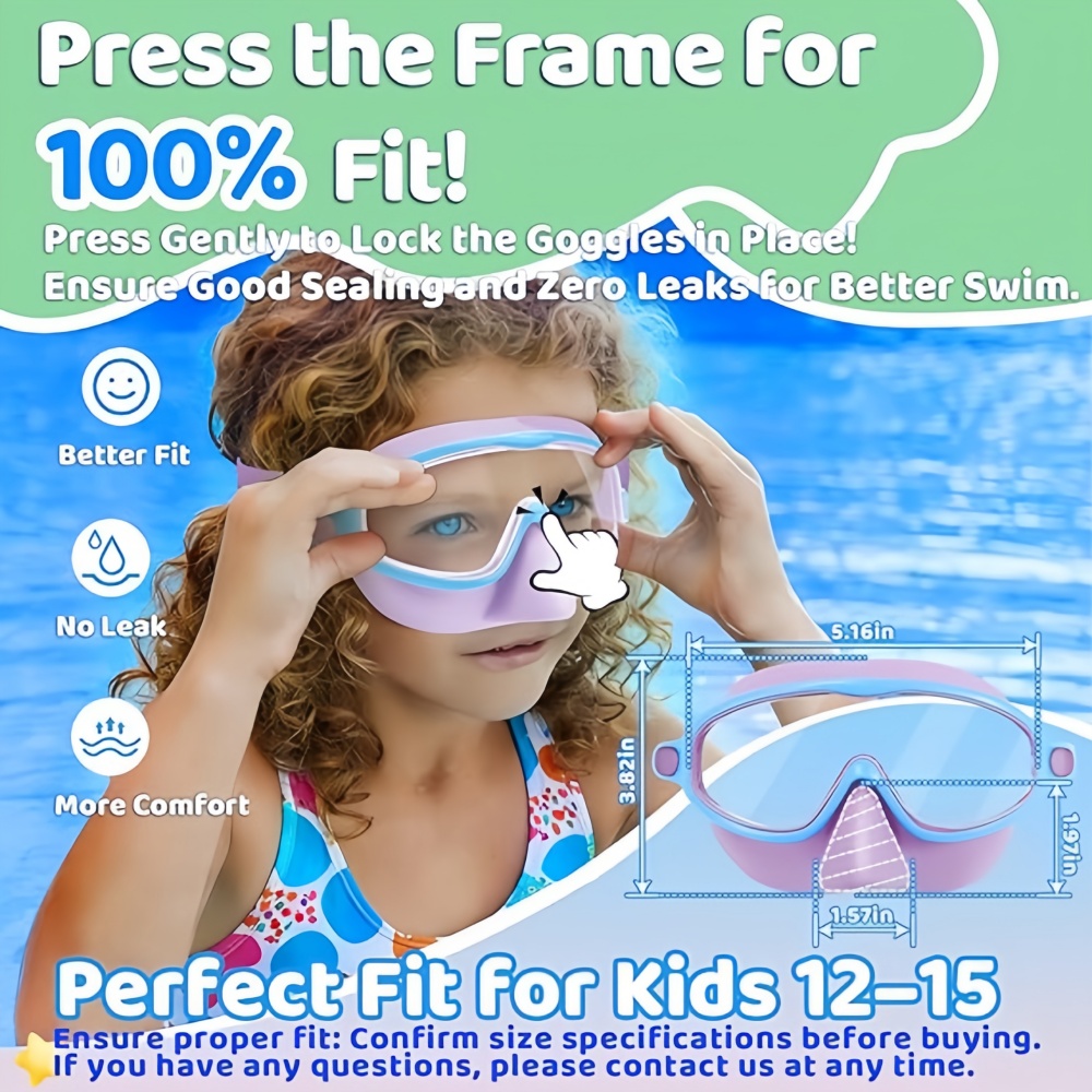 Kids Swimming Goggles with Nos - Swim Goggles Anti Fog Uv 评论和价格